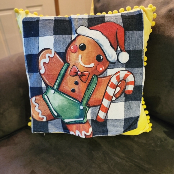 Festive Gingerbread Pillow Covers - Red and Green - Picture 2 of 3